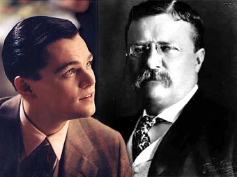 Леонардо Ди Каприо (фото с сайта leonardodicaprio.com) на фоне портрета Теодора Рузвельта (с сайта virginia.edu)