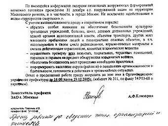 Фрагмент копии завления столичных властей с сайта "Эха Москвы"