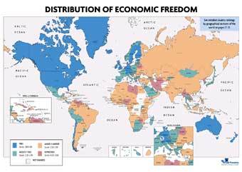 Карта экономической свободы с сайта Heritage Foundation