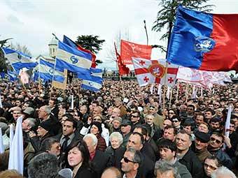 Акция оппозиции в Тбилиси 9 апреля 2009 года. Фото ©AFP.