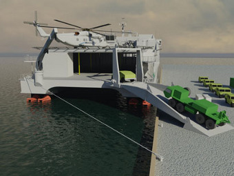 Погрузка техники на JSHV. Изображение Austal
