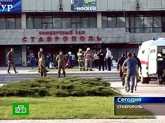 Место взрыва в Ставрополе. Кадр телеканала НТВ