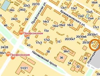 Здание Зюзинского суда на карте Москвы с сайта map.yandex.ru